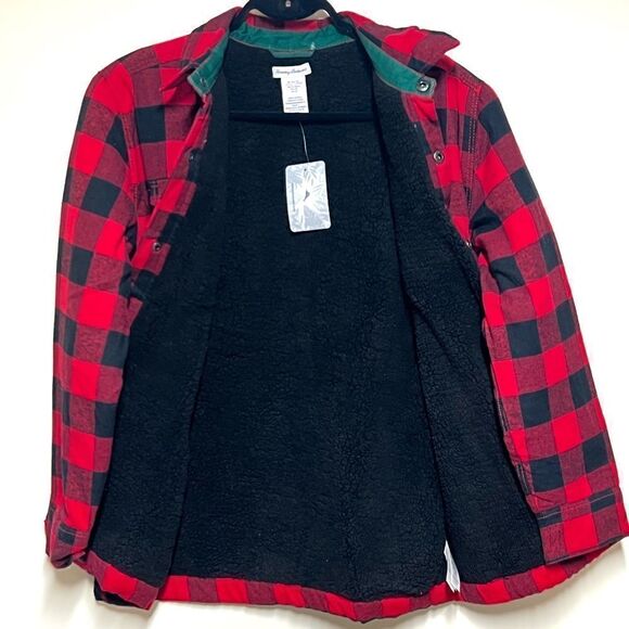 NWT Tommy Bahama Kids Red/Black Buffalo Flannel Jacket Shacket Boys XXL 16 - Picture 2 of 7
